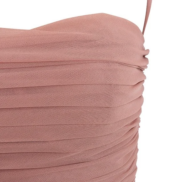 House of CB Sirene Antique Rose Gathered Organza Mesh Midi Dress - Picture 3 of 8